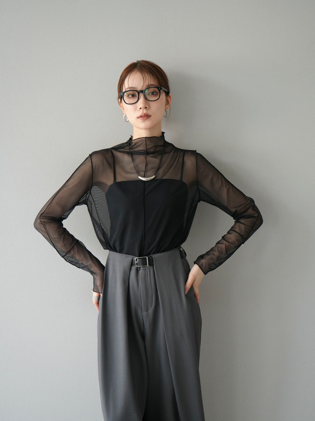 [予約]シアーパイピングカットソー/ブラック×ブラック