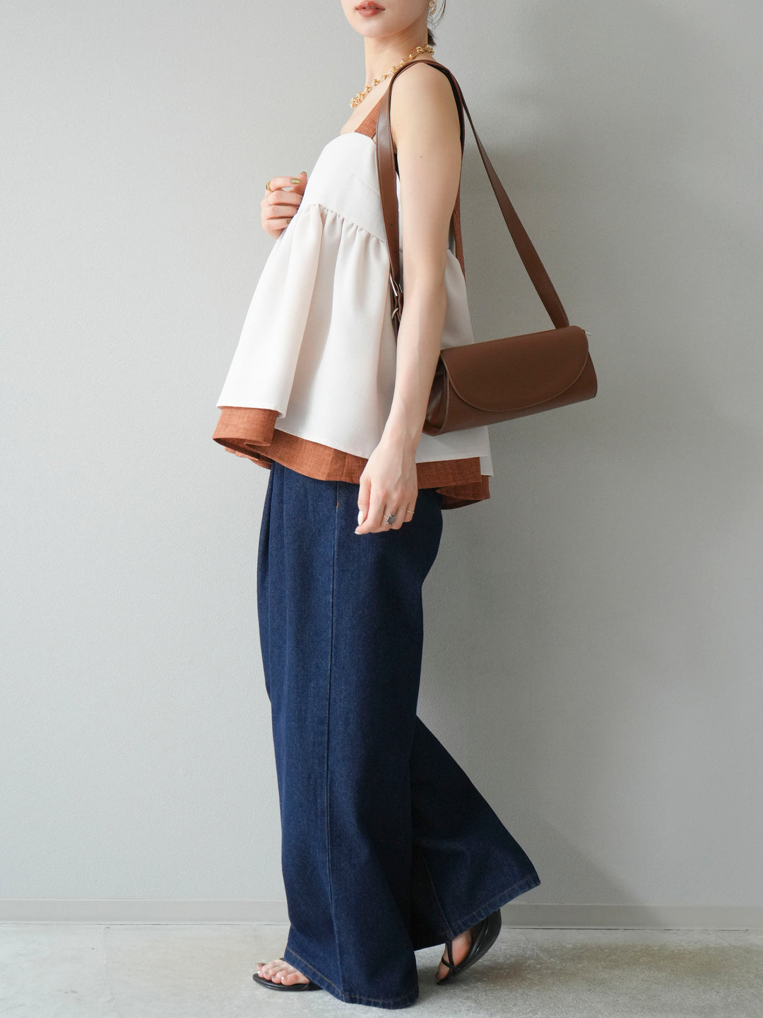 [予約]ダブルタックワイドデニムパンツ/インディゴ