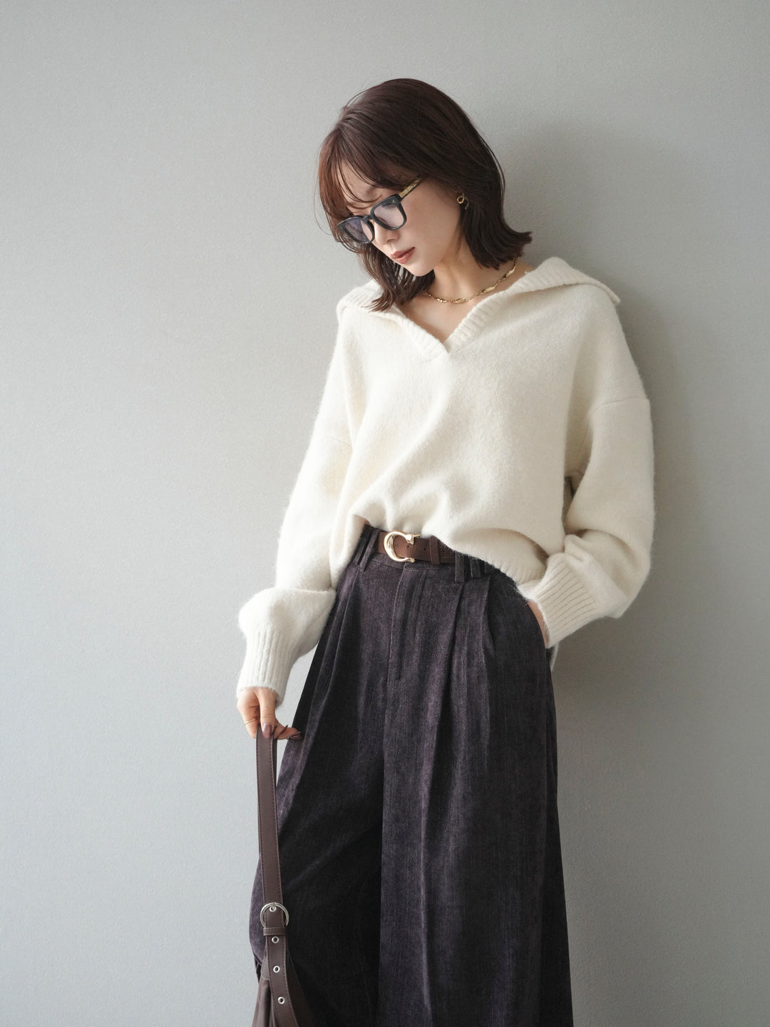 [予約]スキッパーニットプルオーバー/offwhite