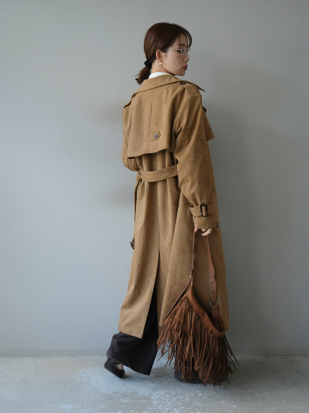 [予約]スエードトレンチコート/キャメル