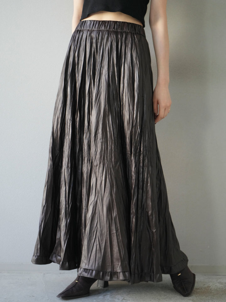 [予約]レザーワッシャーフリルスカート/brown