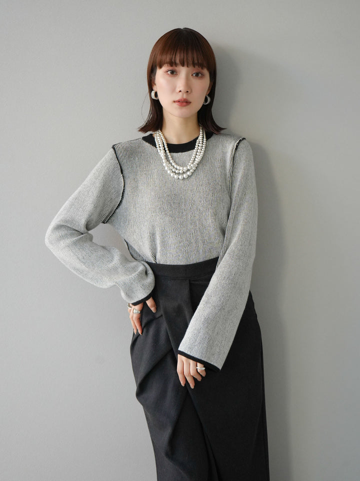 [套裝] 雙面配色羅紋針織套頭衫 + 可選飾品套裝（2 套）