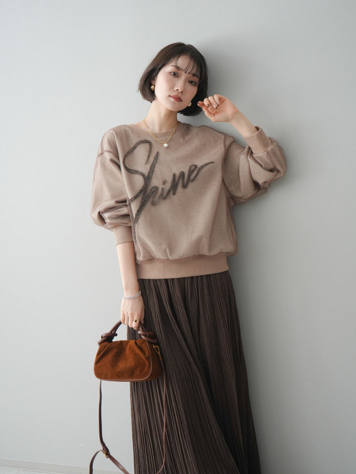 [予約]チュールレイヤードロゴスエットプルオーバー/beige