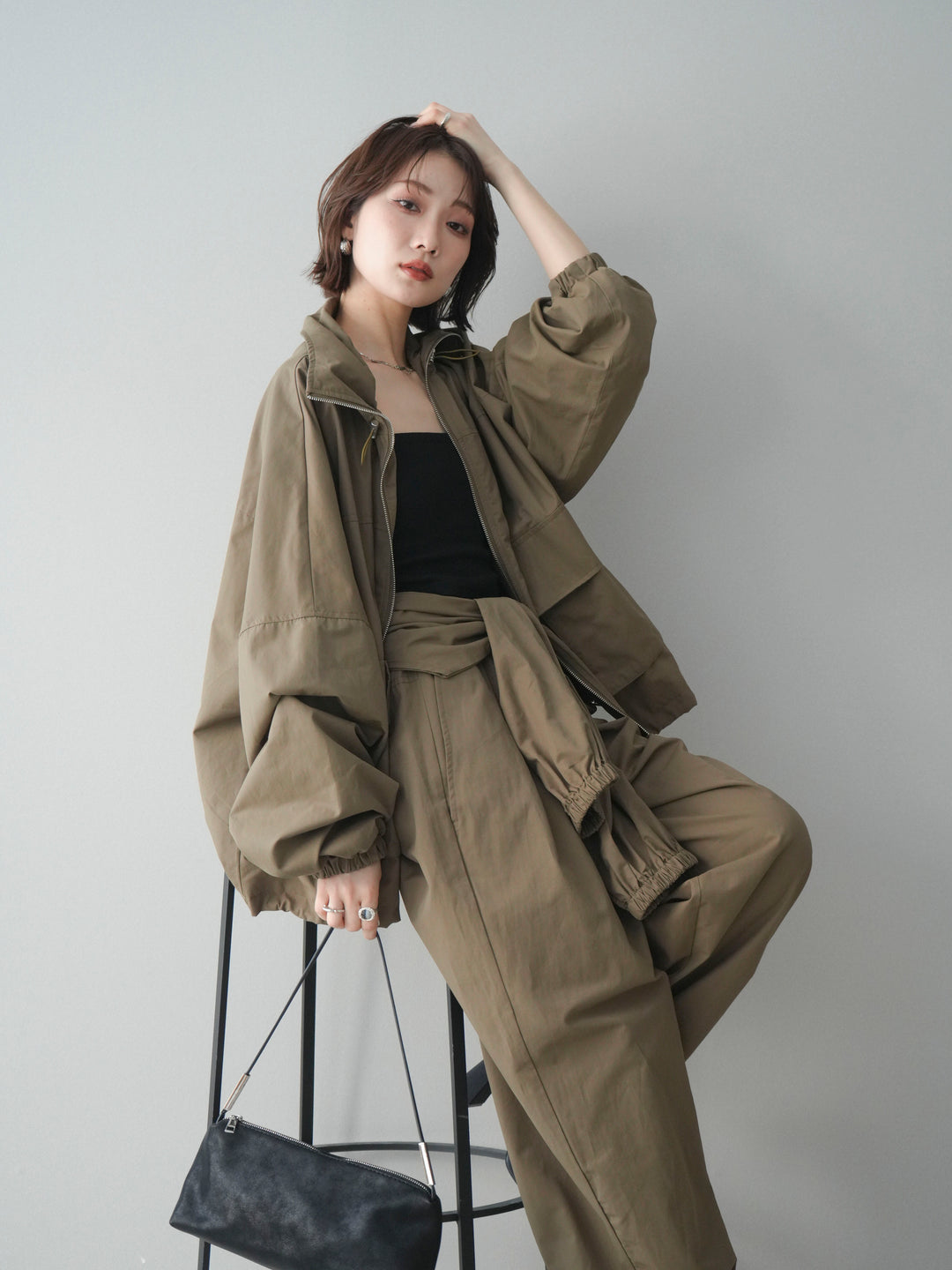 [予約]ビッグポケットコットンナイロンジップブルゾン/brown