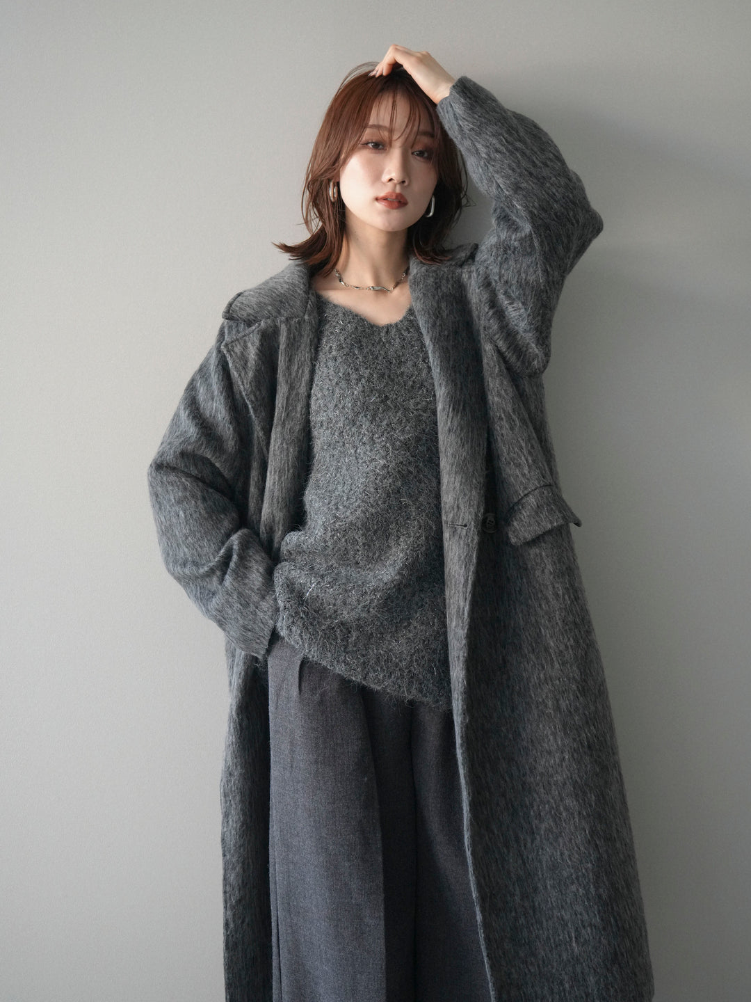 [予約]ソフトシャギーチェスターコート/charcoal