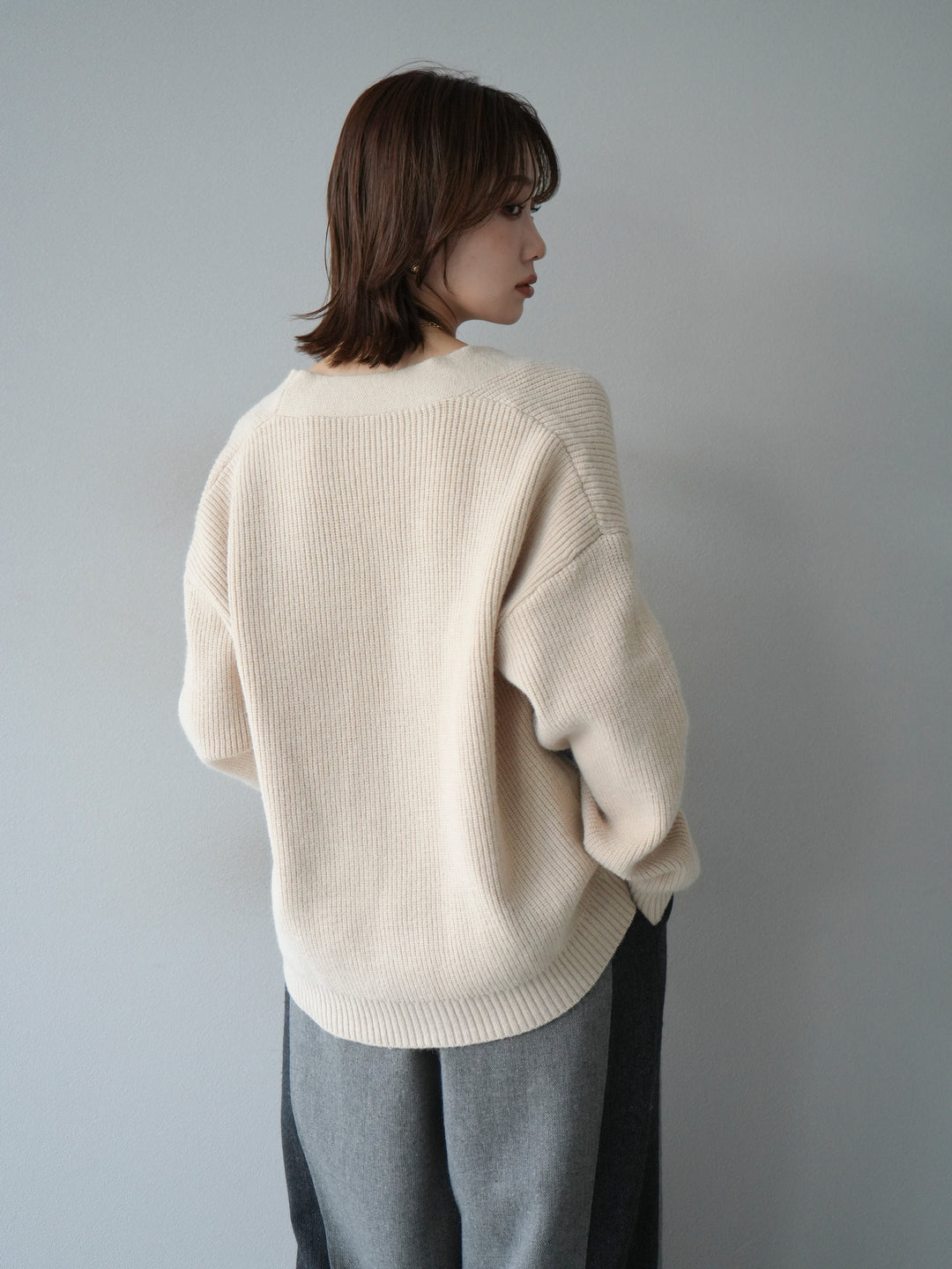 [予約]デニムポケットデザインニットカーディガン/アイボリー