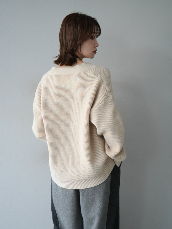 [予約]デニムポケットデザインニットカーディガン/アイボリー