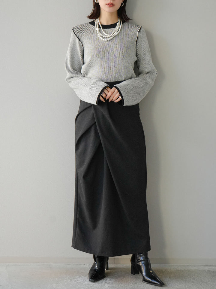 [套裝] 雙面配色羅紋針織套頭衫 + 可選飾品套裝（2 套）