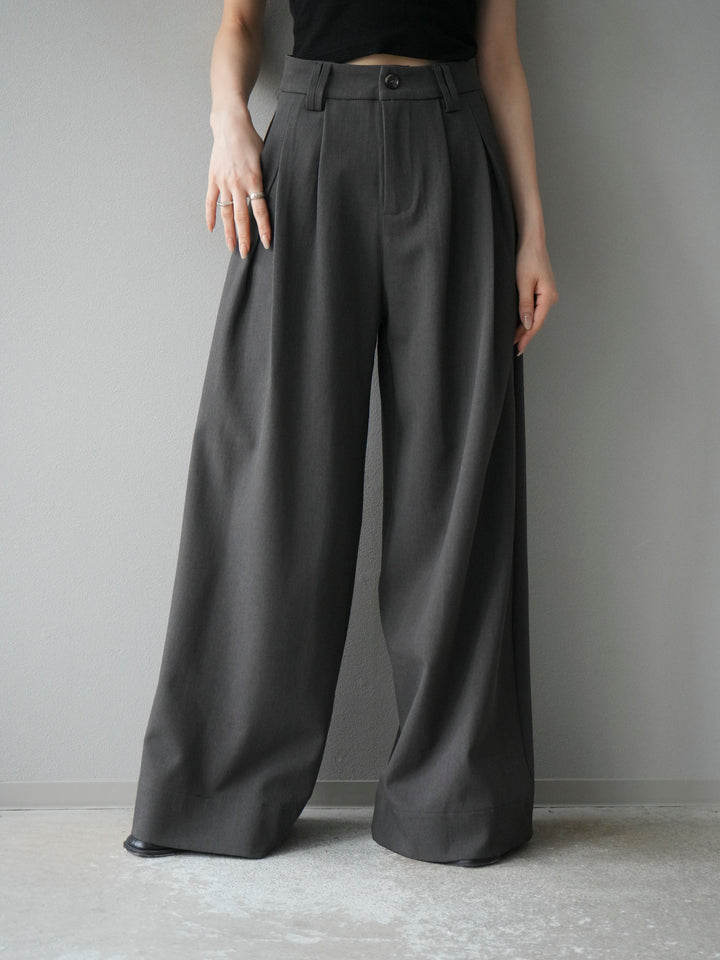 [予約]ダブルタックワイドパンツ/グレー