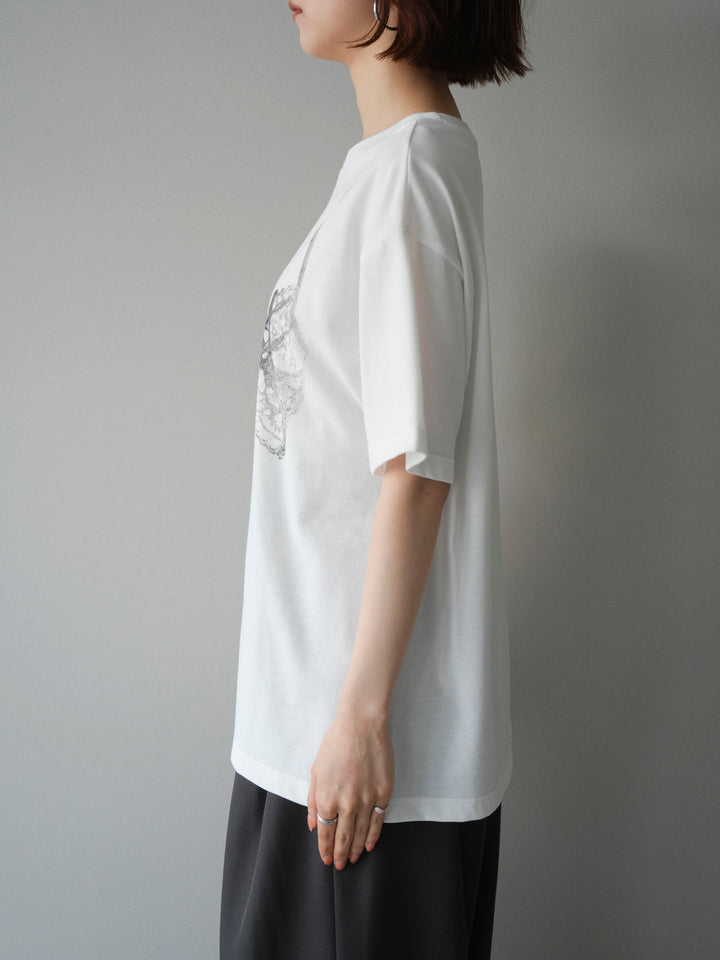 [予約]レースモチーフプリントTEE/off