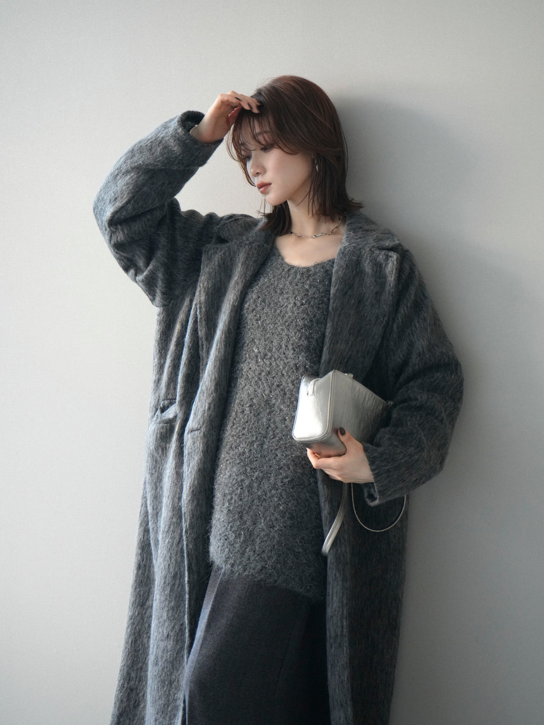 [予約]ソフトシャギーチェスターコート/charcoal