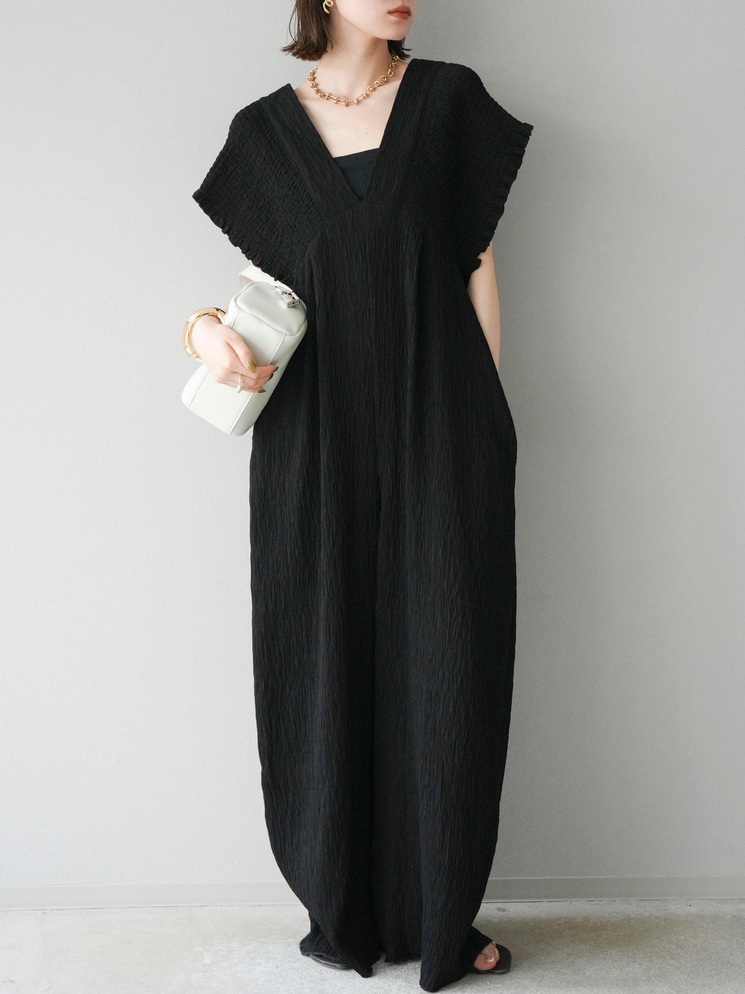 [SET]楊柳シャーリングサロペット+楊柳シャーリングサロペット(2set)