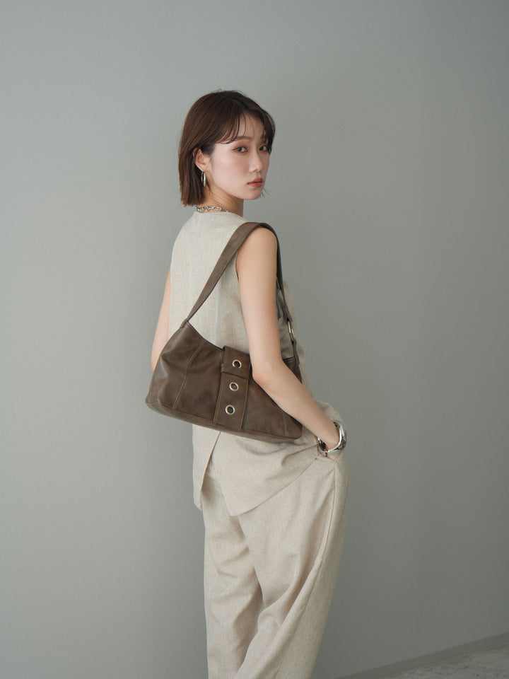 [SET]リネンライクバックオープンジレ+リネンライクタックワイドパンツ(2set)