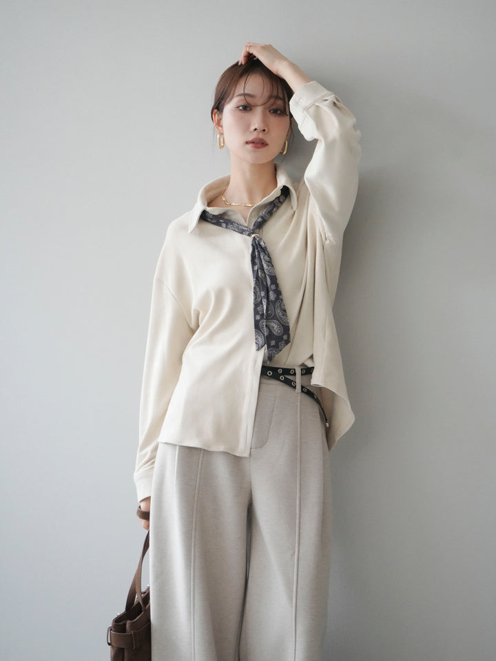 [予約]スカーフ付きスエードシャツ/ivory