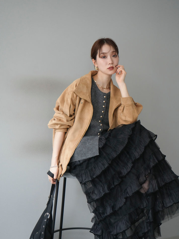 [予約]スエードライダースジャケット/ベージュ