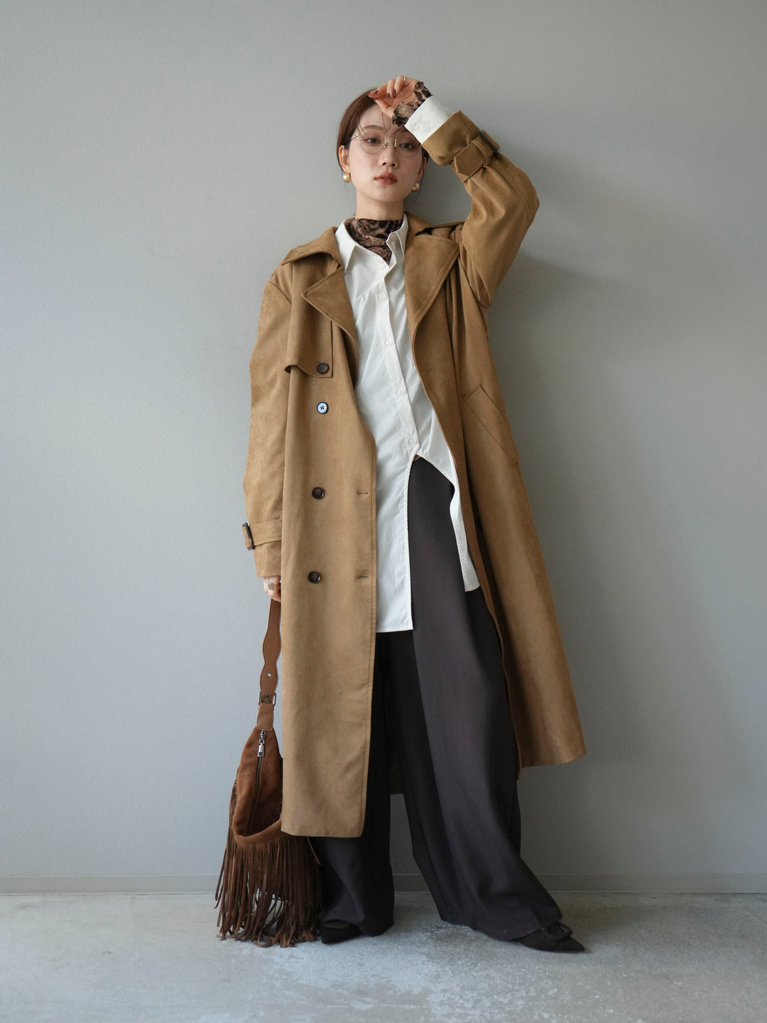 [予約]スエードトレンチコート/キャメル
