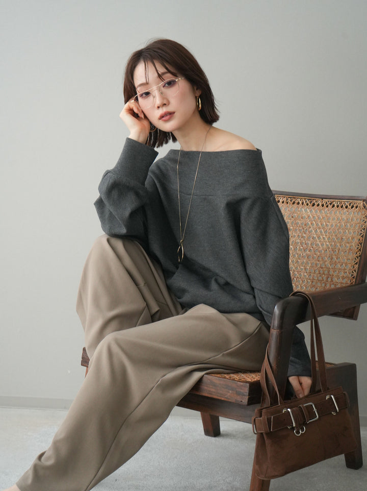 [SET]アシンメトリーオフショルポンチプルオーバー+選べるアクセセット(2set)