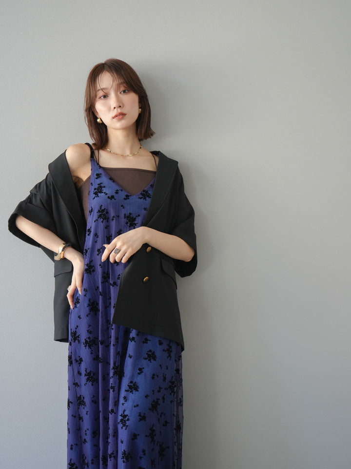 [予約]フロッキーチュールレイヤードベロアキャミワンピース/パープル