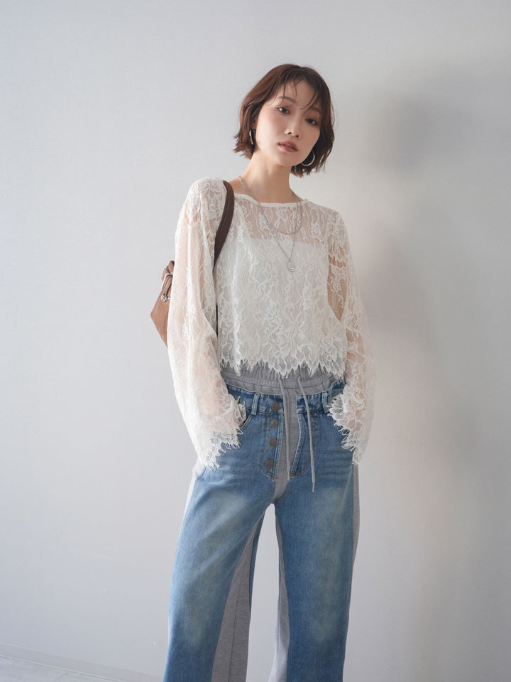 [予約]2WAYスリーブレーストップス/ivory