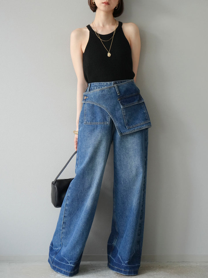 [予約]リブニットアメスリタンクトップ/ブラック