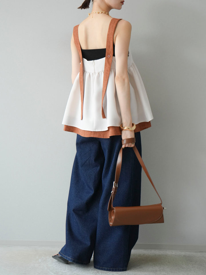 [予約]ダブルタックワイドデニムパンツ/インディゴ