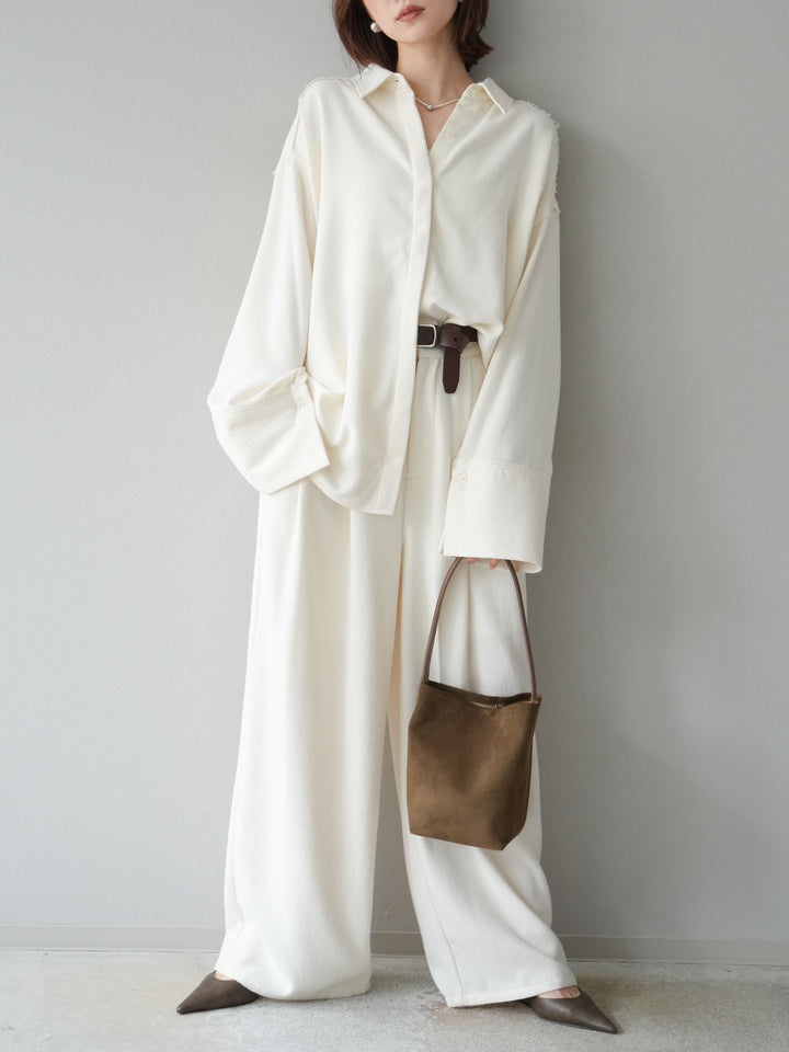 [予約]ネップワイドパンツ/アイボリー