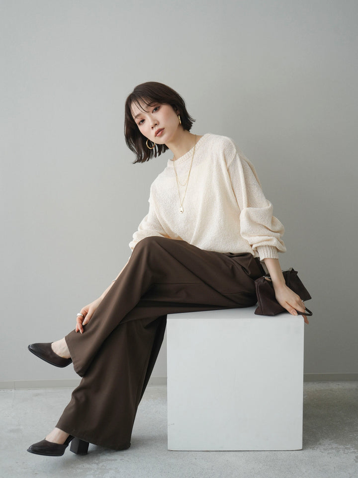 [予約]バックシアーフラワーレースニットプルオーバー/ivory