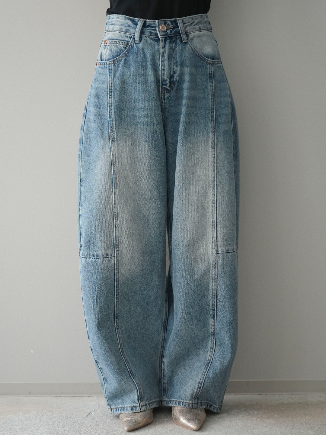 [予約]ガーメントウォッシュカーブデニムパンツ/lightblue