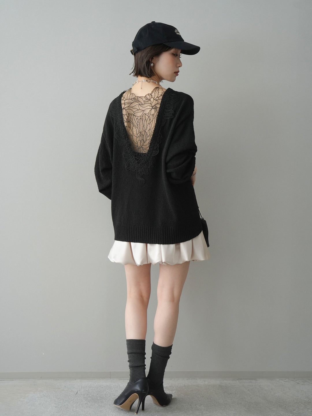 [予約]サテンバルーンミニスカート/ivory