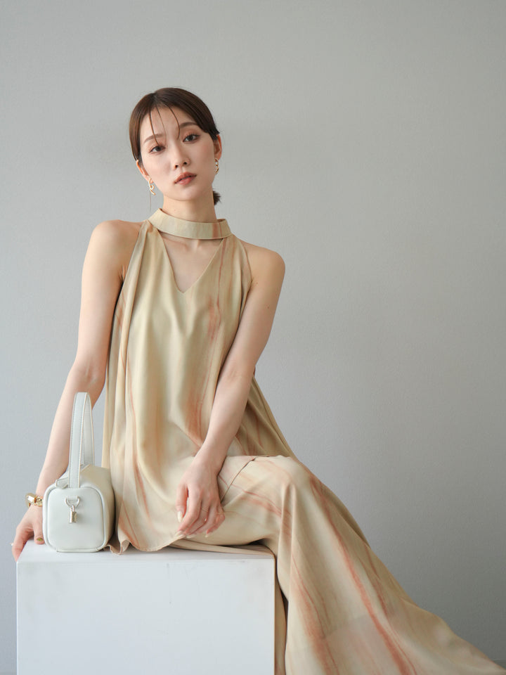 [SET] 細膩花紋V領襯衫＆喇叭裙（2套）