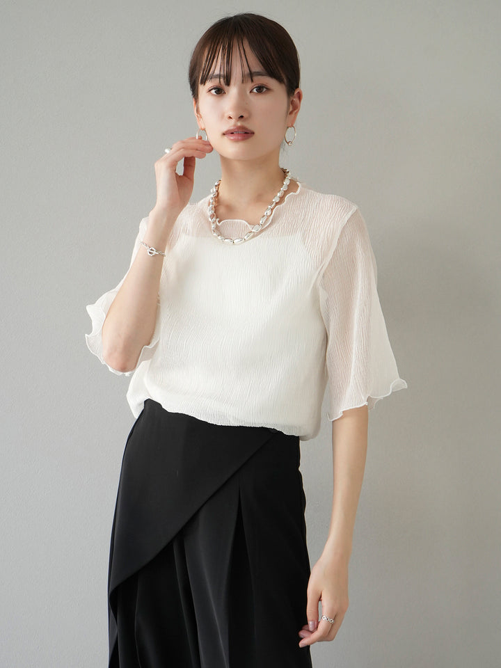 [Pre-order] Willow sheer mellow half sleeve top/ivory