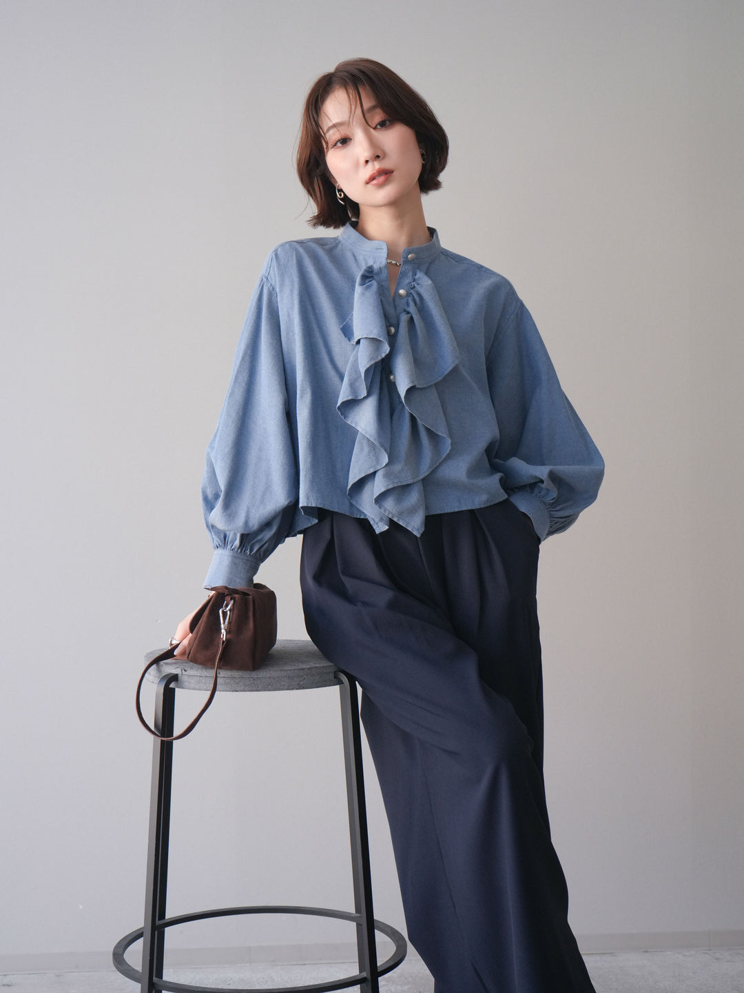 [SET]ラッフルフレアショートブラウス+ラッフルフレアショートブラウス(2set)