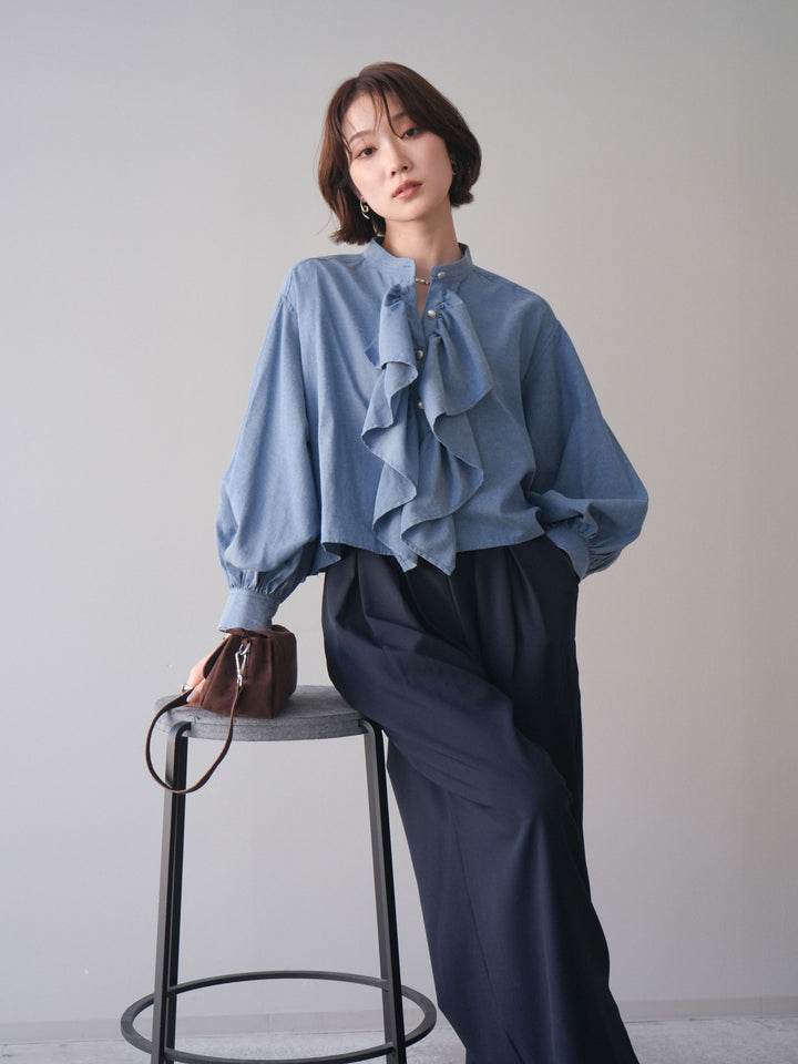 [SET]ラッフルフレアショートブラウス+ラッフルフレアショートブラウス(2set)