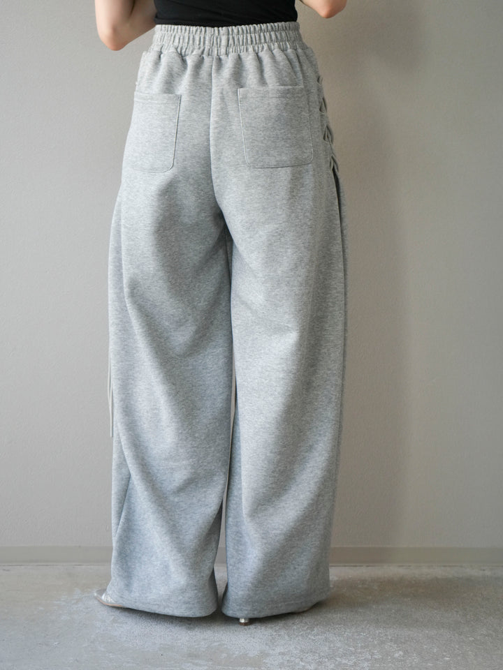 [予約]サイドレースアップスウェットワイドパンツ/グレー
