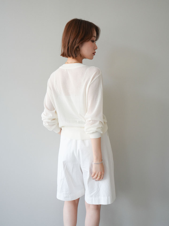 [予約]ゴールドボタンシアーニットカーディガン/offwhite