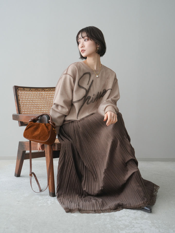 [SET]チュールレイヤードロゴスエットプルオーバー+選べるアクセセット(2set)