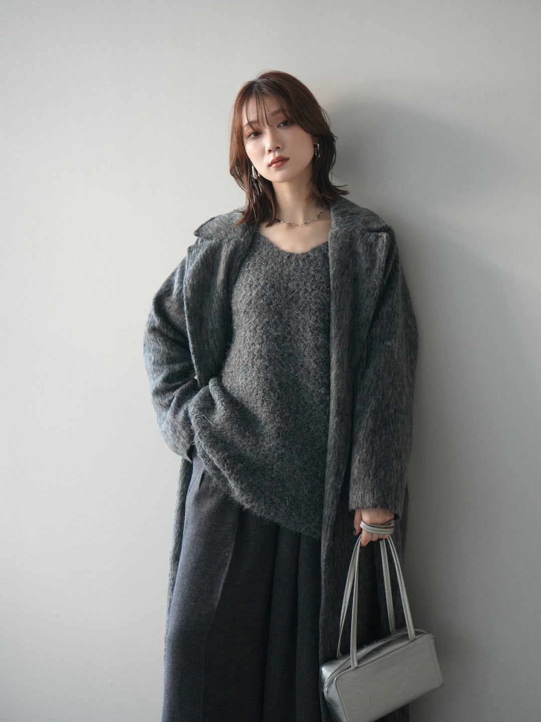 [予約]ソフトシャギーチェスターコート/charcoal