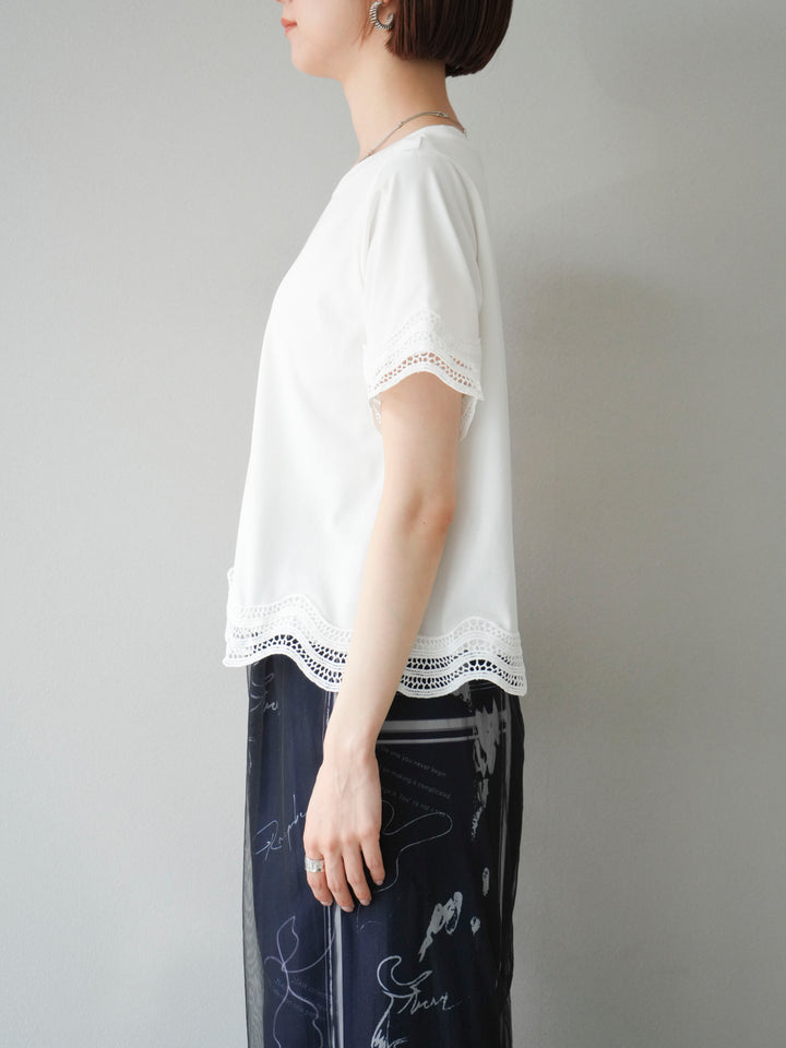 [予約]レース切替カットソー/オフ