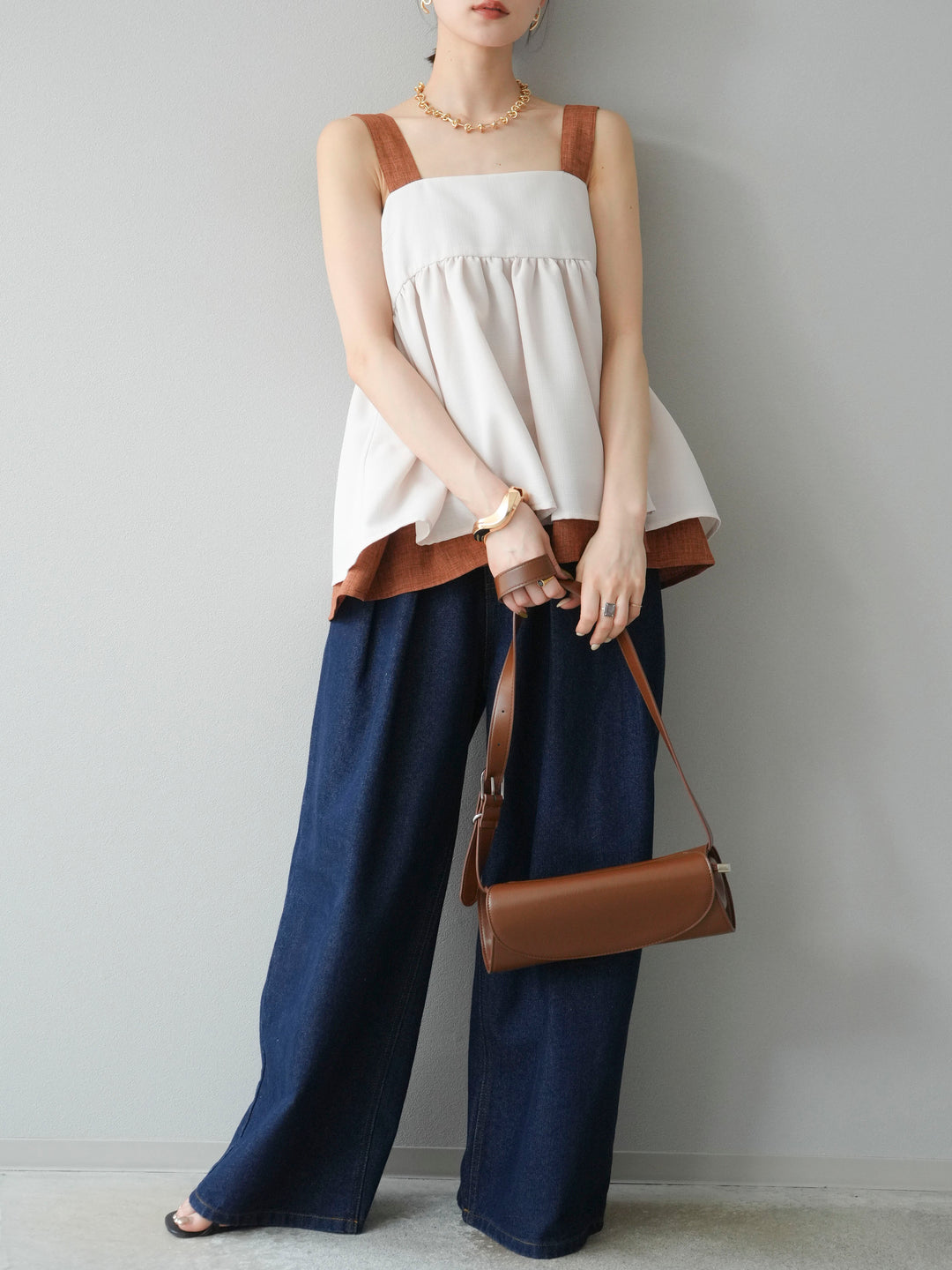 [予約]ダブルタックワイドデニムパンツ/インディゴ