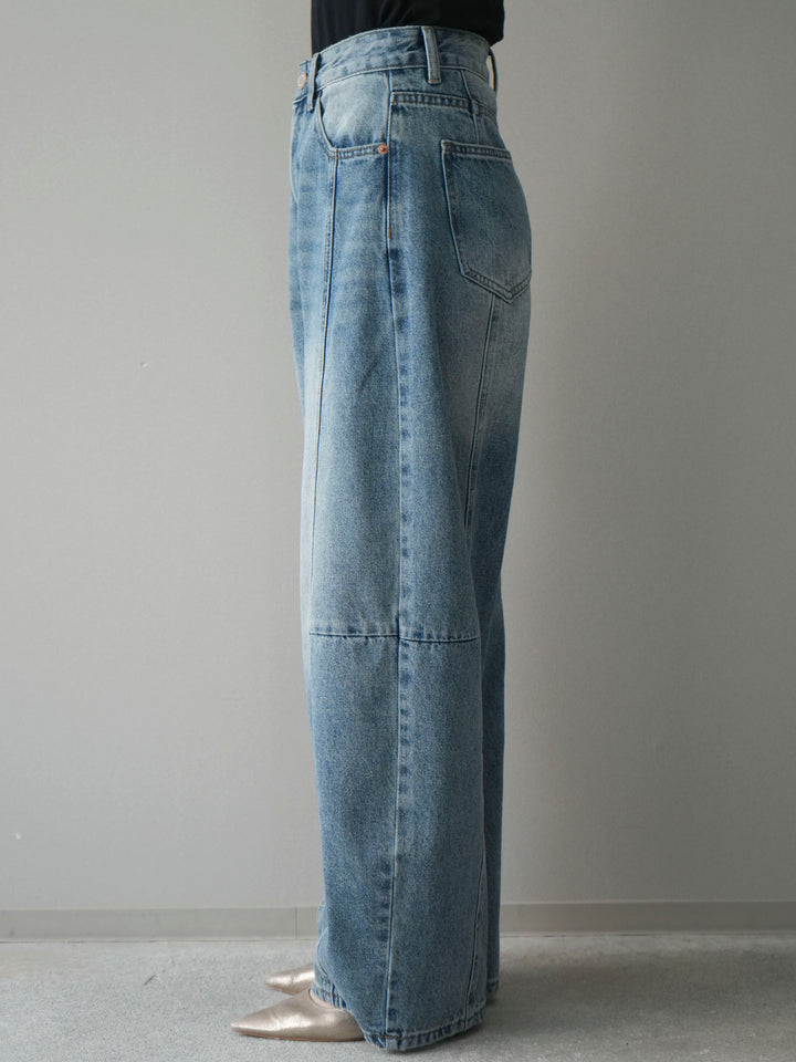 [予約]ガーメントウォッシュカーブデニムパンツ/lightblue