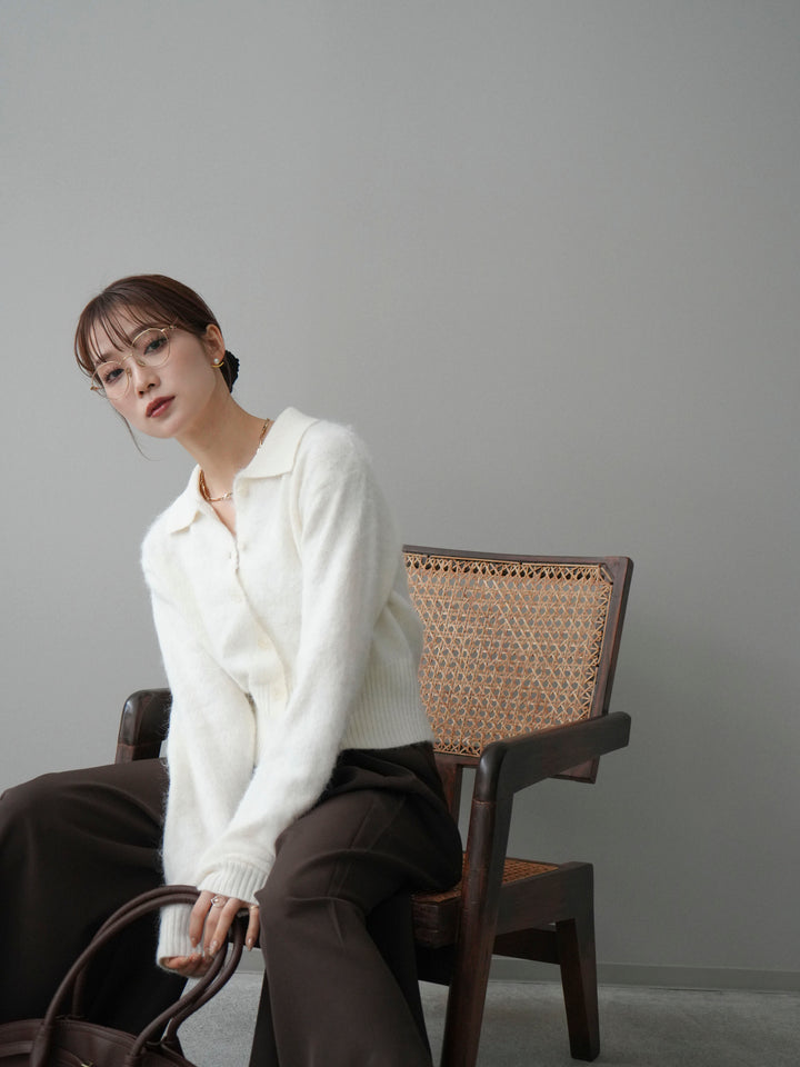 [予約]モヘア衿付きボタンプルオーバー/off