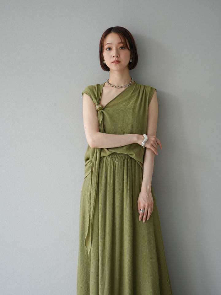 [SET]ビーズモチーフ楊柳ブラウス＆フレアスカートSET UP(2set)