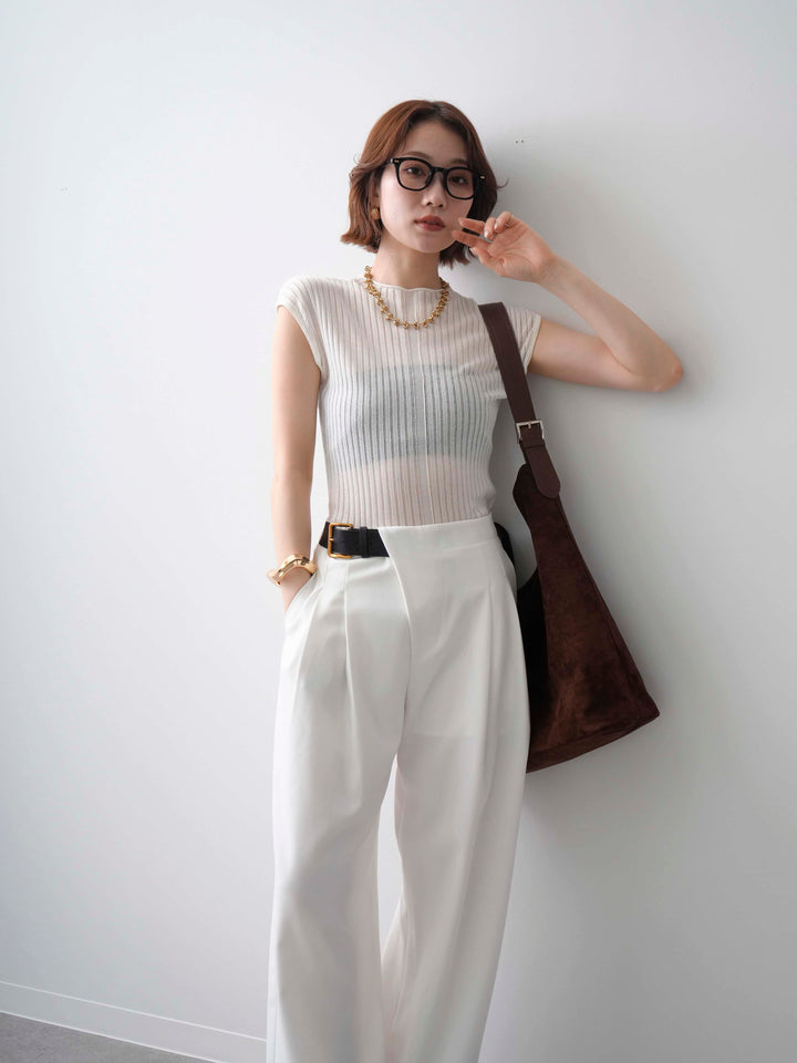 [予約]シアーリブフレンチニットトップス/white