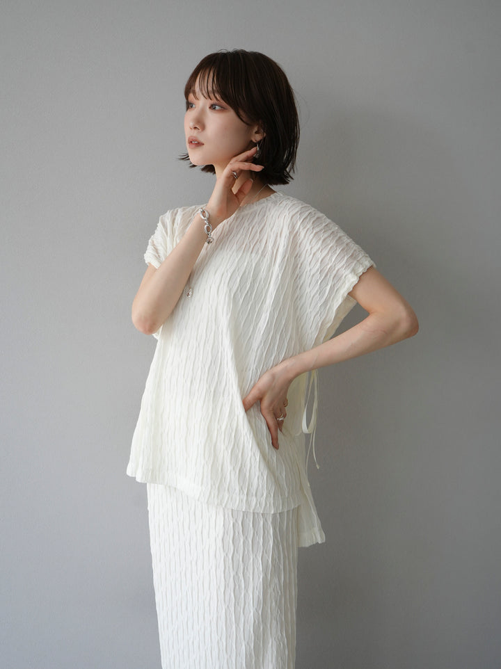 [Pre-order] Arm shirring sheer design mellow pullover/ivory