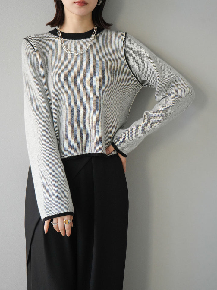 [套裝] 雙面配色羅紋針織套頭衫 + 可選飾品套裝（2 套）