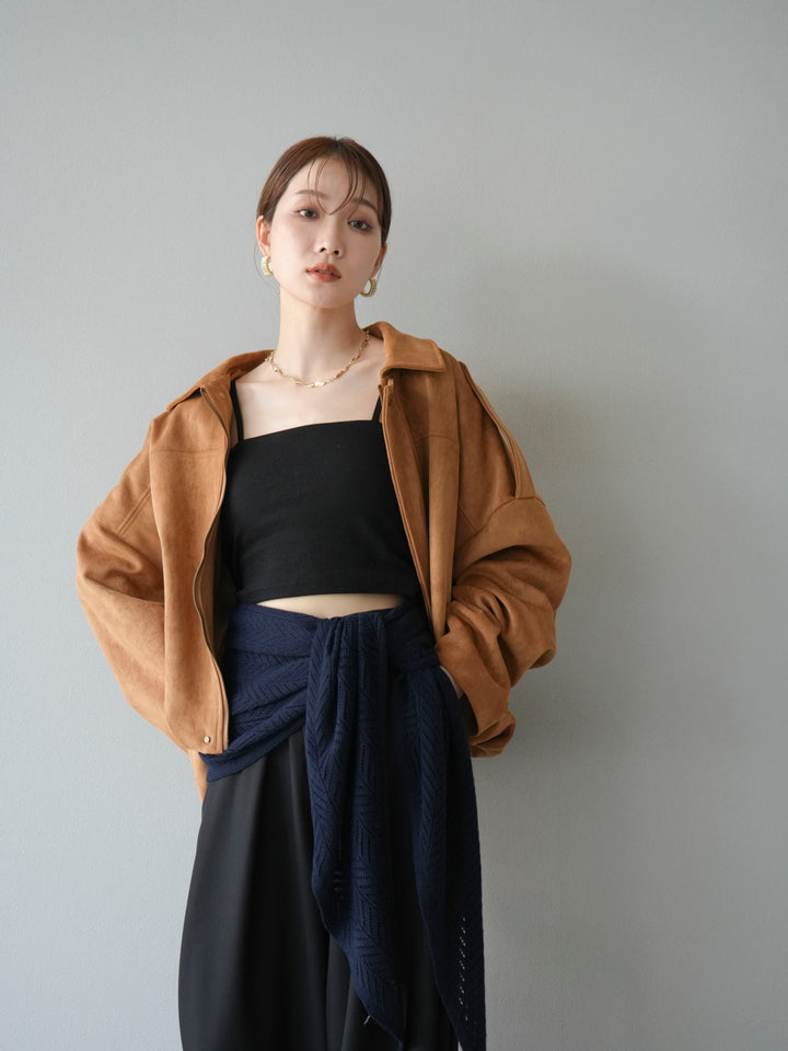 [SET] 麂皮外套+皮帶環設計寬褲（2套）