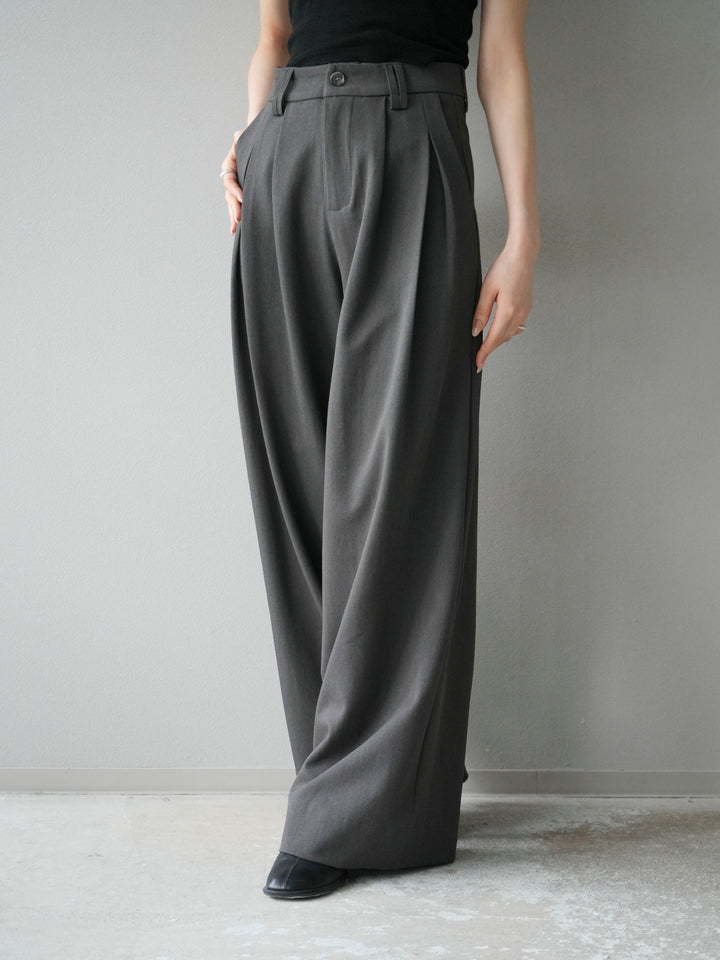 [予約]ダブルタックワイドパンツ/グレー