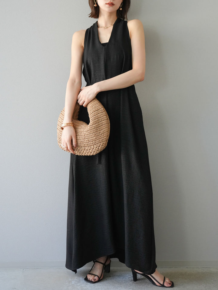 【預購】環形設計不均勻染色洋裝/黑色