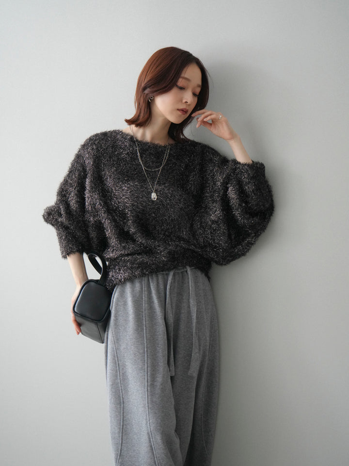 [予約]ラメシャギードルマンニットプルオーバー/brown