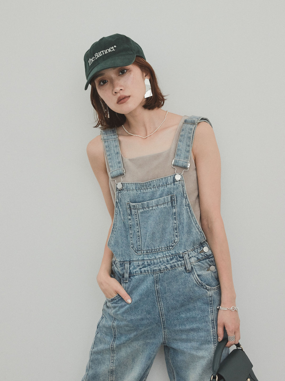 [予約]センターシームデニムサロペット /ライトブルー